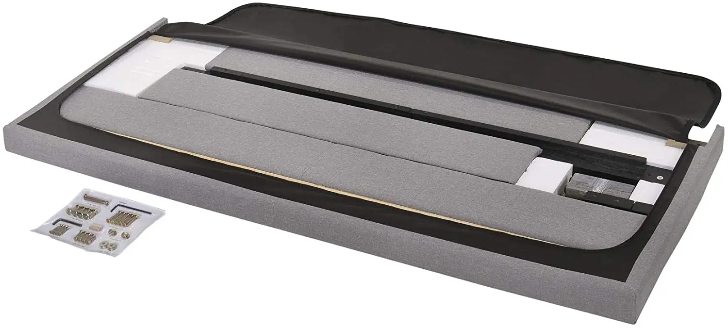 Modern Home Furniture Bedroom PU Leather Bed Frame Full Size Upholstered Panel Bed in Gray King