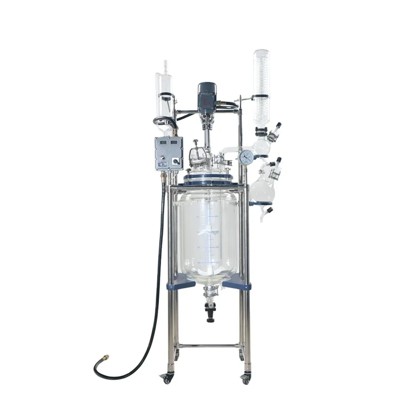 YUHUA high quality 20 liter 30l 100 liter 150l 200 liter high borosilicate glass lined industrial glass reactor for laboratory