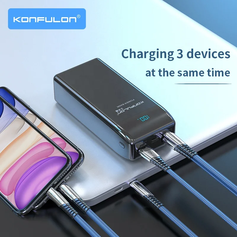  Внешний аккумулятор Konfulon 20 Вт 30000 мАч 2 USB-порта