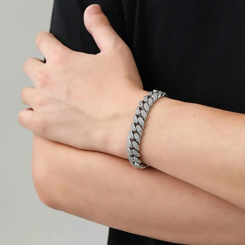 Hot Sale Hip Hop, Jewelry Alloy Iced Out CZ Diamond Prong Cuban Link Chain Necklace/