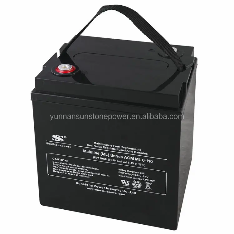 Sunstone 6V 110AH AGM Battery Deep Cycle Storage Rechargeable Maintenance Free Factory Price Solar Inverter Battery