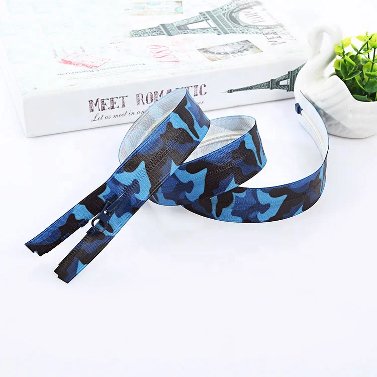 High Quality Printed Nylon coil Zipper TPU Water Resistant Invisible Zipper Roll For Sports Coat