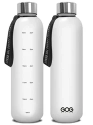 Plastic BPA Free 32oz Large Motivational water bottle with time marker reminde and steel Lid