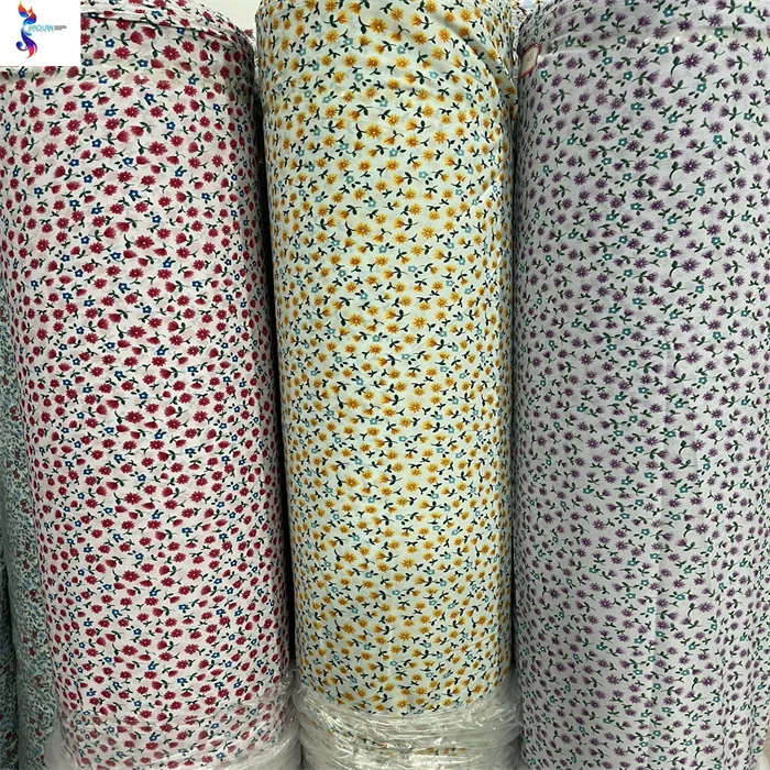 Ready Goods Stock Fabric 100% Polyester Floral Textiles Faille Printing Plain Crepe Printed Chiffon Fabric For Women Dress