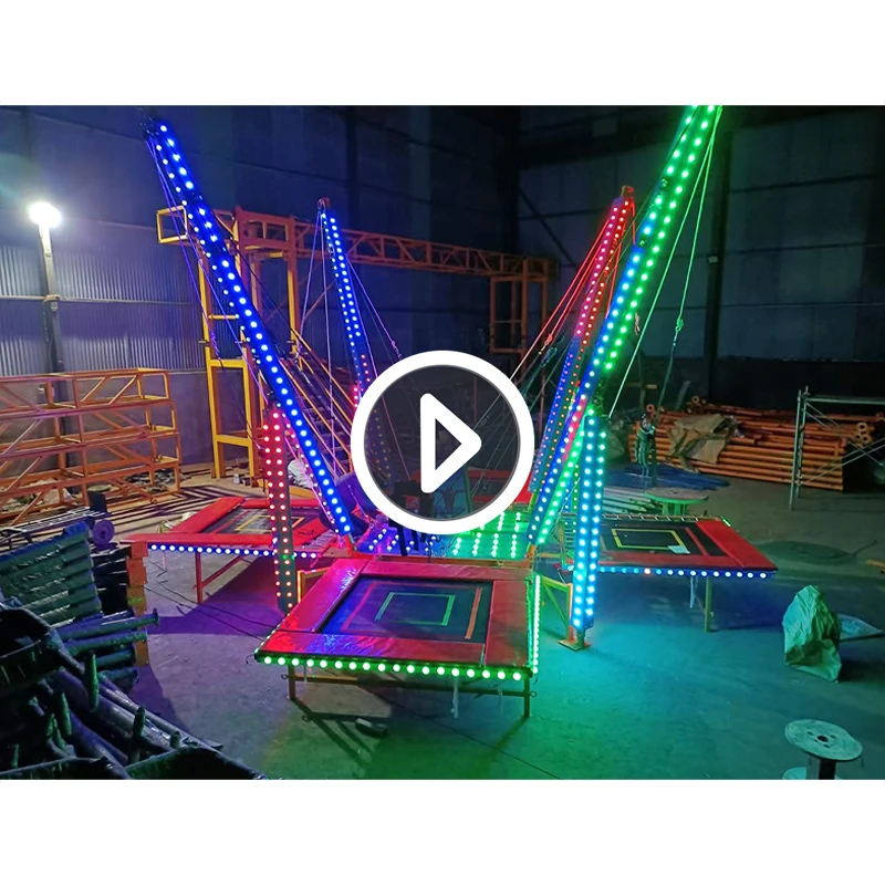 Hot Sale Outdoor Playground Indoor Jumping Trampoline Adventure Games Kids Bungee Trampoline With LED Lights For Sale