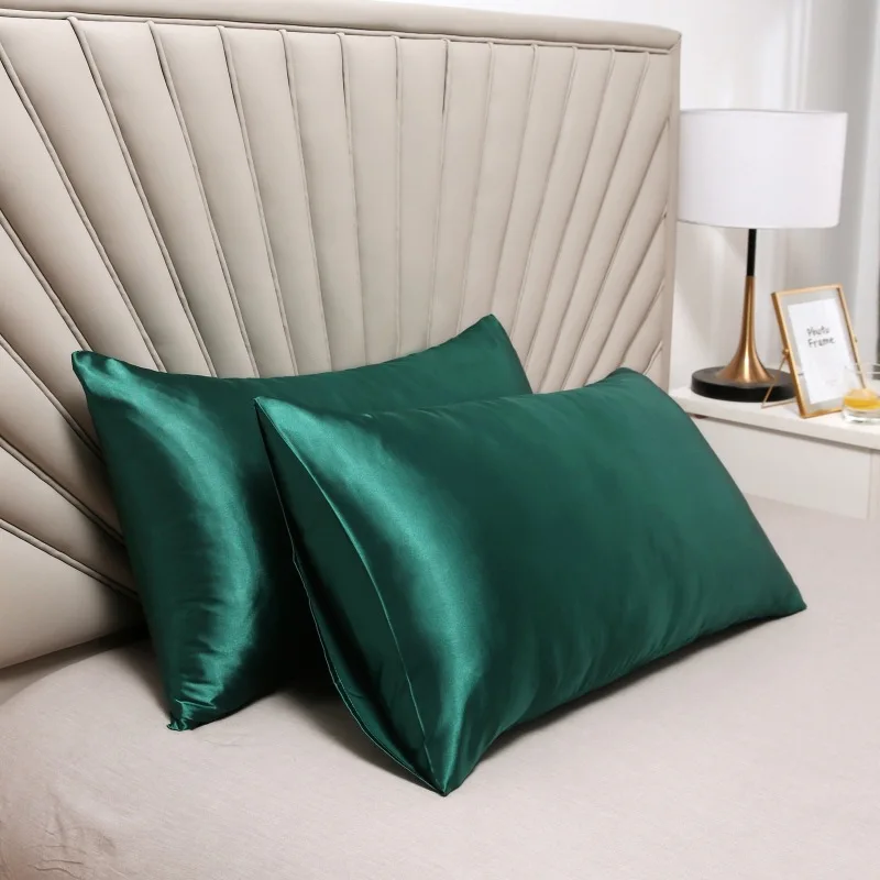High Quality Satin Pillow Case Cover Raw Silk Throw Pillow Cover Blue