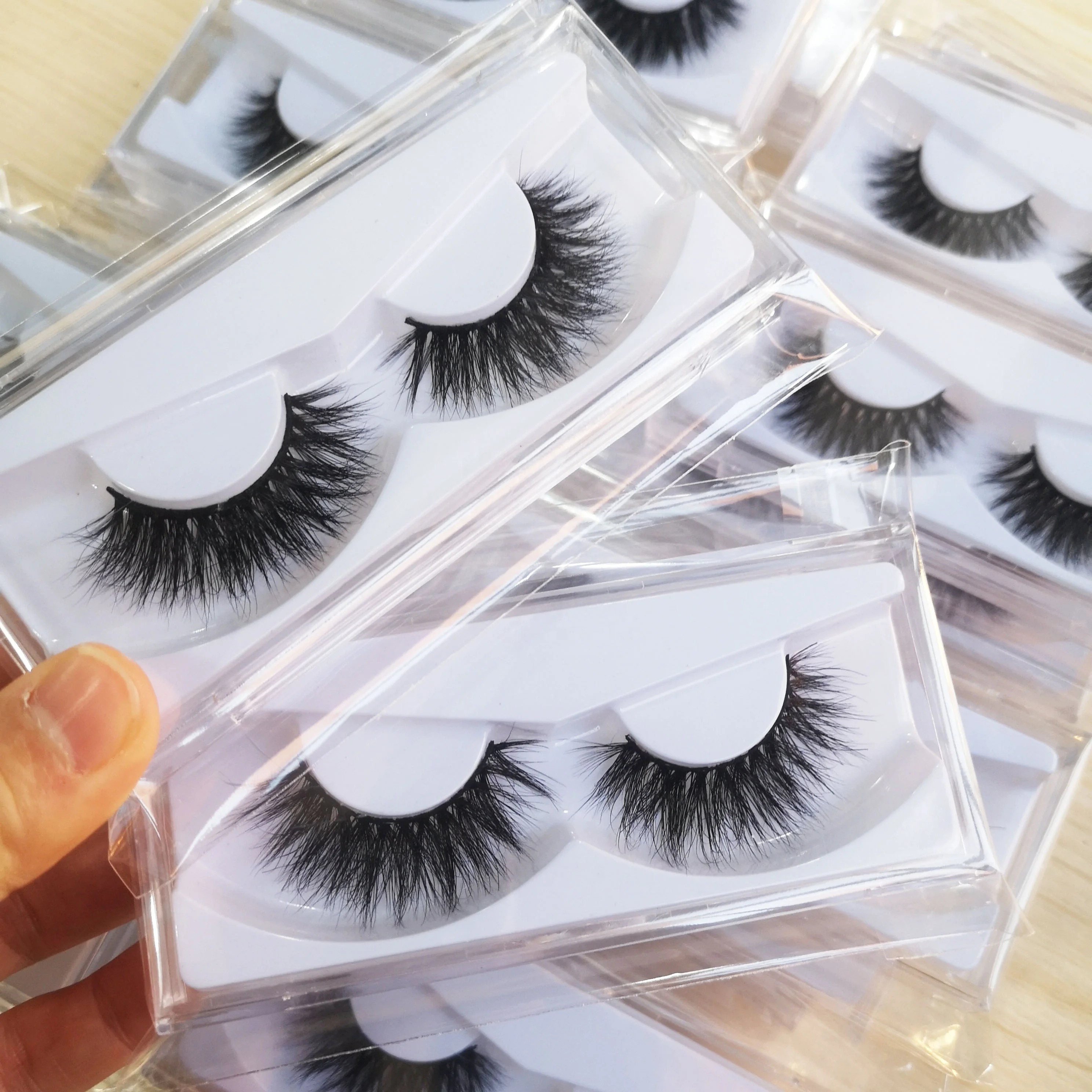 natural russian fluffy false colored real full strip mink eyelashes vendor sets wholesale