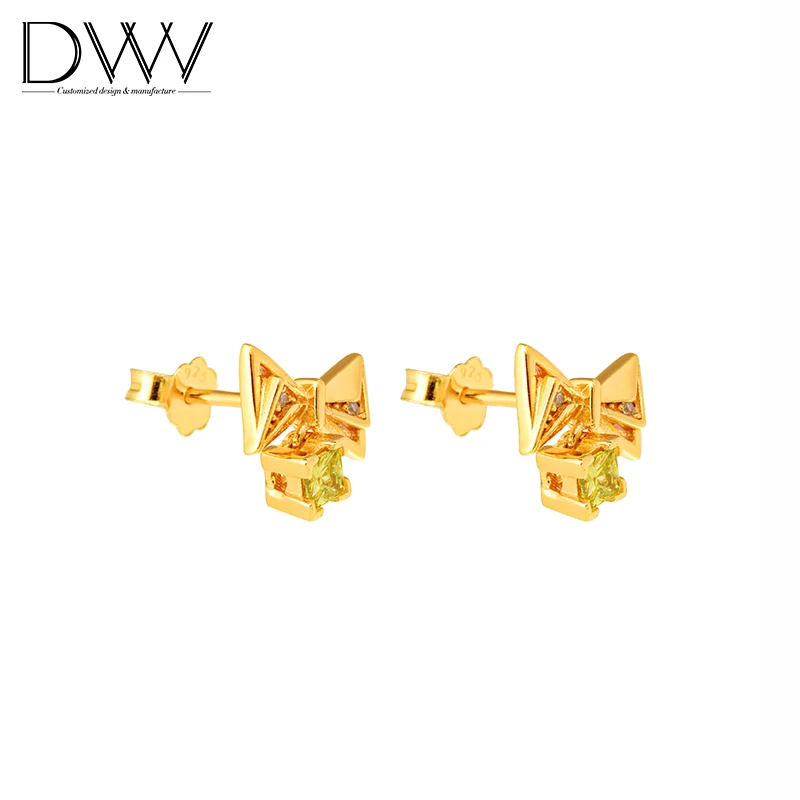 
Butterfly Knot Ear Ring 18K Gold Plated Stud Earring Geometric Silver Earring 