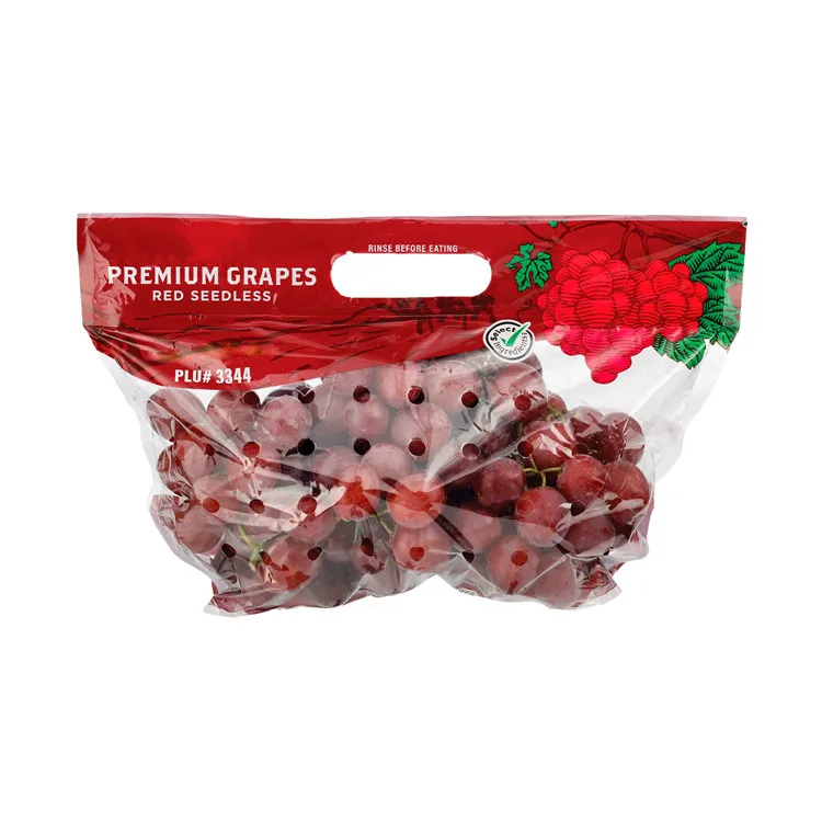 Anti Fog Customized Zipper fruit protection bag plastic clear bag with holes for fruit packing