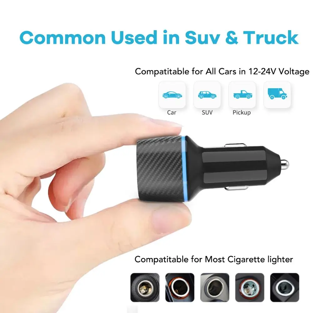 
OEM Portable 2 USB Port 3.0 Universal Dual USB Car Charger Adapter With Led Display 