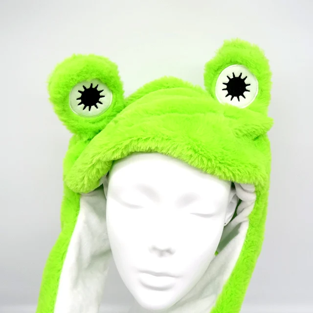 Children Moving Eyes Frog Winter Hat Party Leisure Custom Stuffed Animal Cute Plush Toy