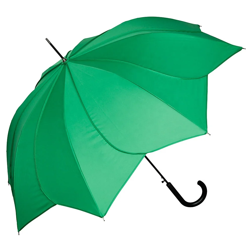 Romantic Unique Green Color Lily Flower Elegant Decorative Seams Canopy Rain Protection Straight Umbrellas