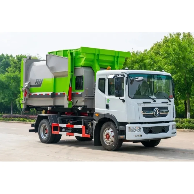 12 cubic meter mobile compression garbage station equipped with Dongfeng hook arm garbage truck