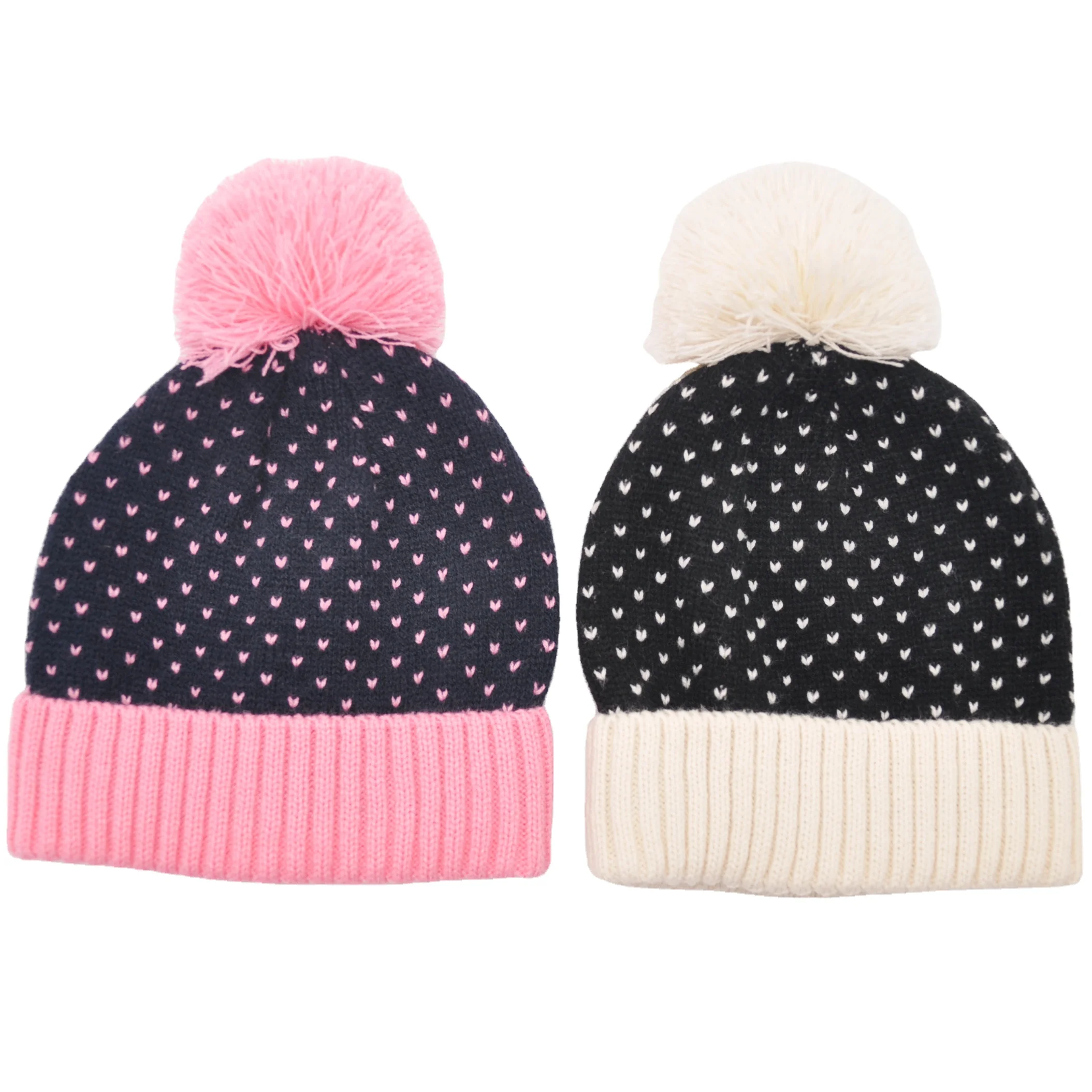 Акриловая свободная вязаная шапка для взрослых с меховым помпоном Шапка кашемировая детская