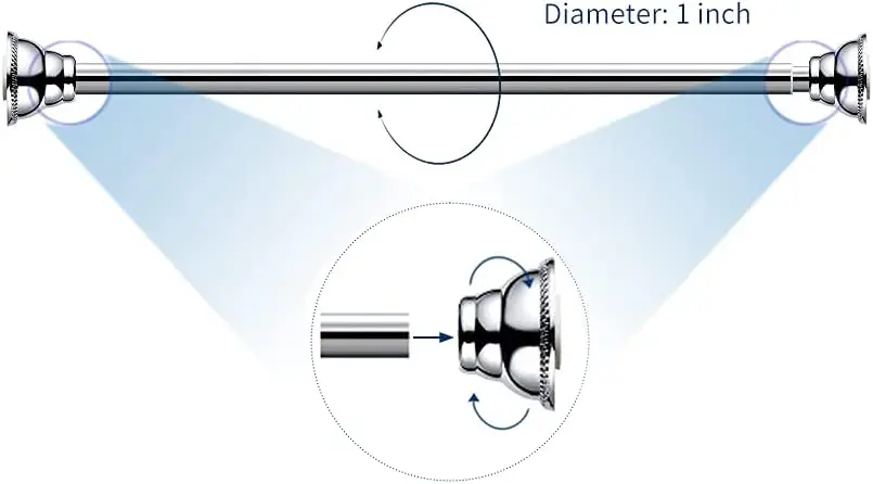 Bathroom Accessories 42 72 Inch Roman Pole Shower Tension Curtain Rod 25Mm Chrome