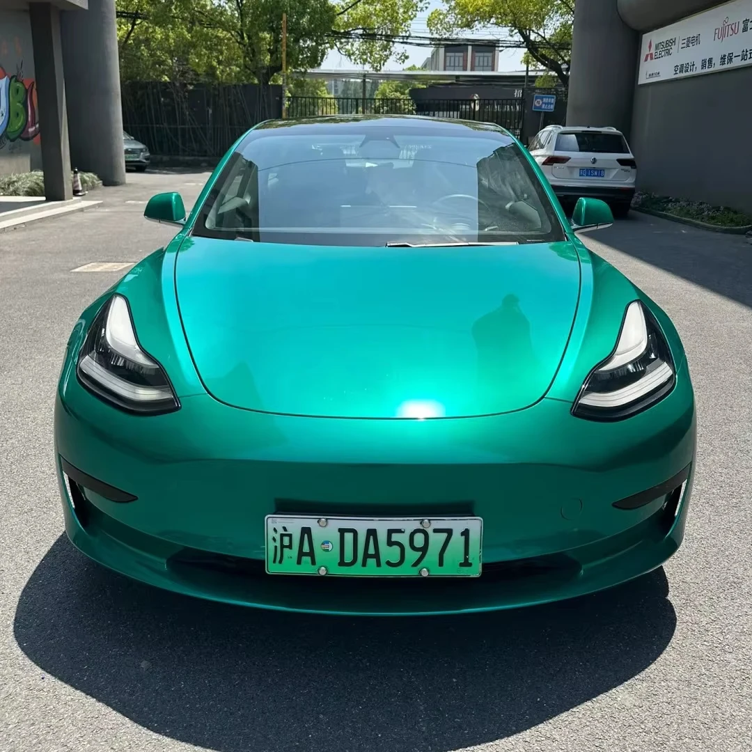 PET Wrap Air Bubble Metal Paint Emerald Green Sticker Auto Body Car Wrap Vinyl Roll Color Change Car Wrap Vinyl Film