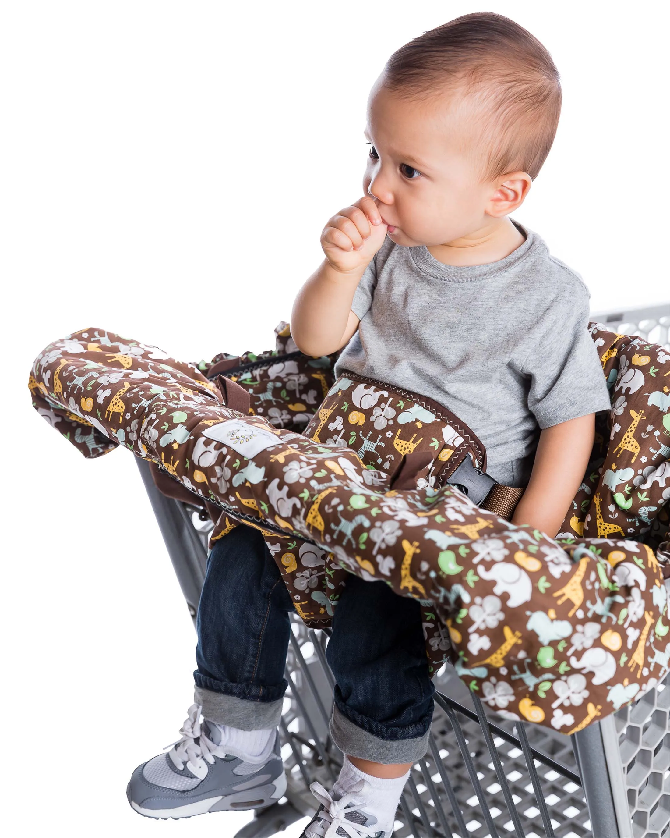 Natural Cotton Baby Shopping Cart Cover & High Chair Cover with Extra Padded Side Pillows