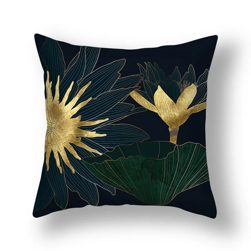 Lotus Chinese luxury style decorative sofa throw pillow cover modern gilding pillowcase short plush cushion cover