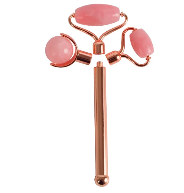 
natural facial beauty massage tool face thin natural pink stone biological foot massager jade roller 