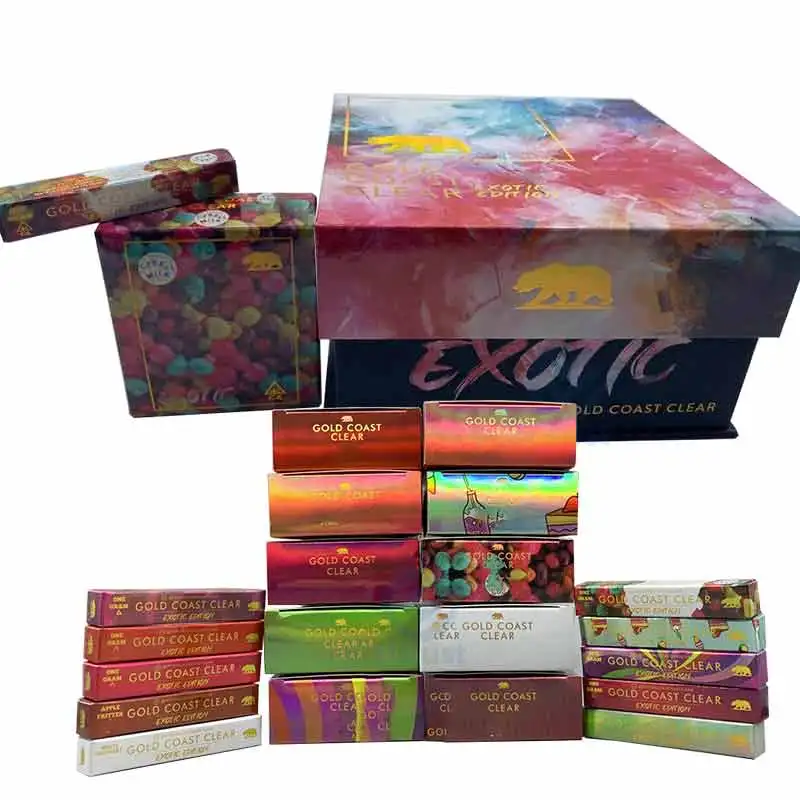 Пустой складной картридж с резьбой 510, одноразовый Золотой береговый прозрачный картридж, упаковочная коробка с пользовательским логотипом