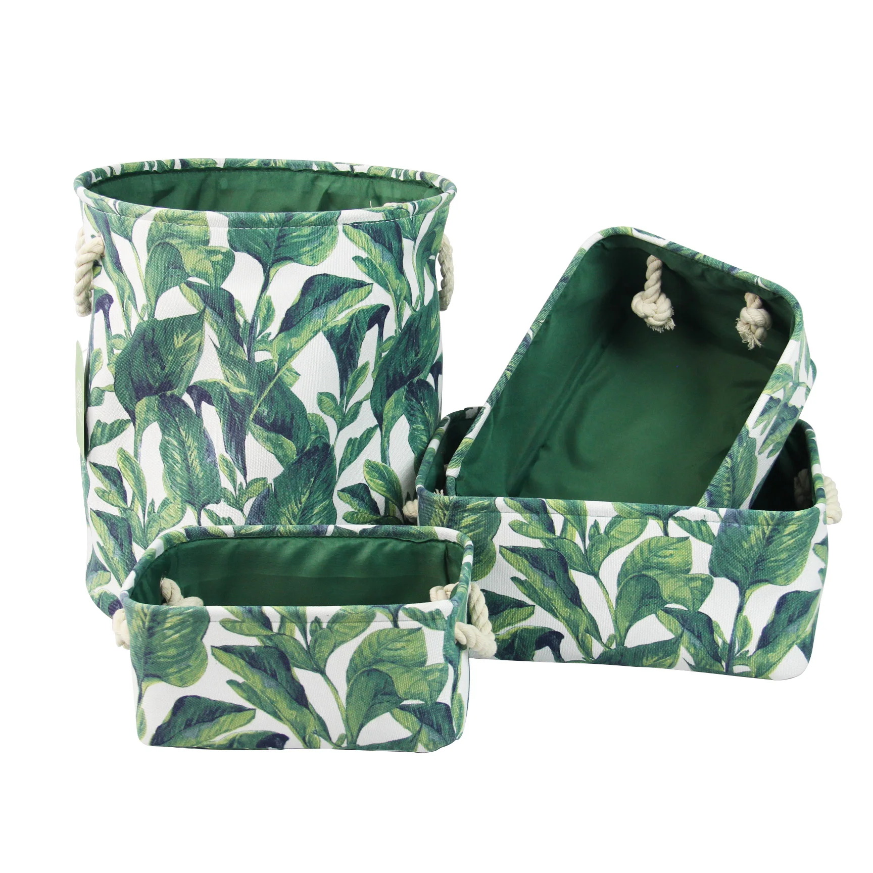 2020 New Comfortable Home Fabric laundry basket printed  foldable washing basket with cotton Rope  handle