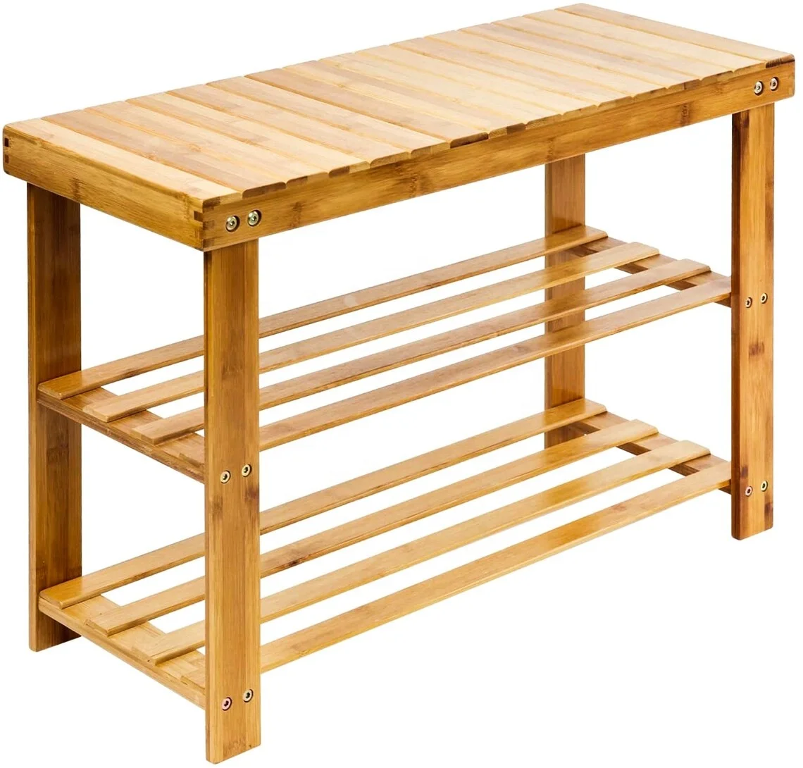 bamboo craft Shoe Rack Bench  Holds and Sitting Stand Bamboo Shoe Footwear Rack Organiser Wooden Storage Shelves Stand Shelf