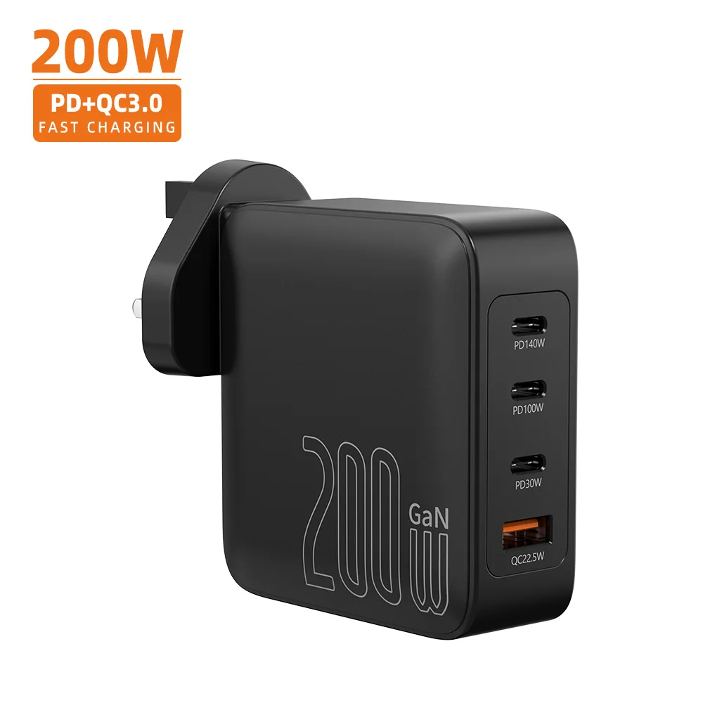 Vina Gan PD3.1 200W 4- Port A+C PD Wall Charger Quick Charging for IPhone Mac book Laptop Phone