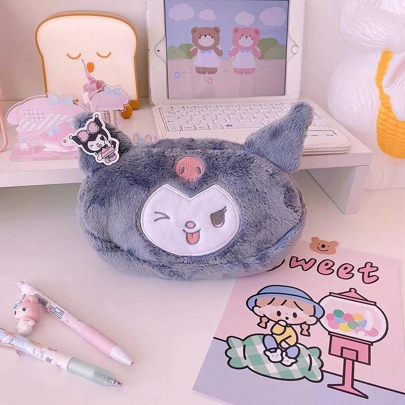 Large Capacity Cinnamoroll My Melody Kuromi Plush PP Filled Cartoon Pencil Case Anime Cosmetic Storage Bag Students Star Type