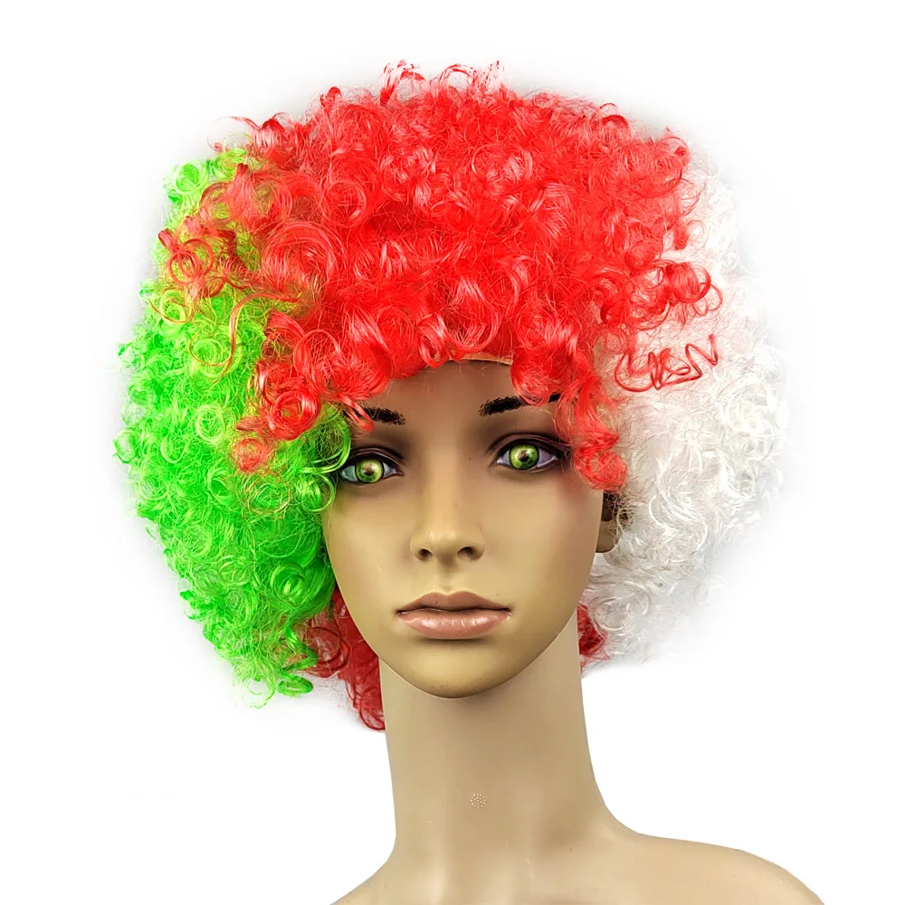 Nuoxin Mixed Color Anime Cosplay Fancy Synthetic Promotion Crazy Sports Fans Men Women Funny Wig Football Fans Wigs For Party