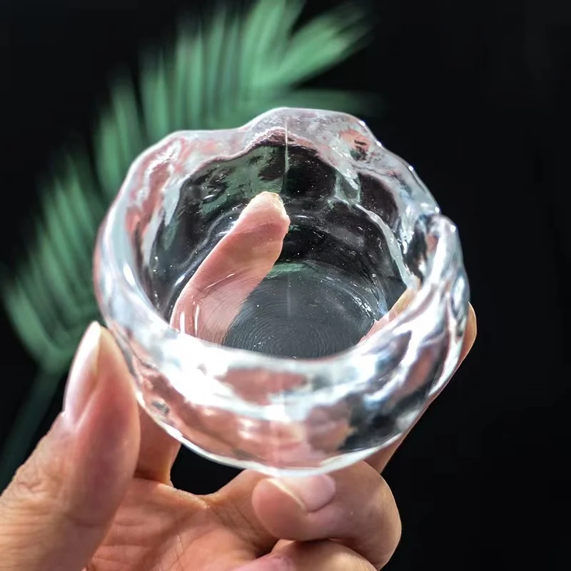 Hot pink clear frosted tea glass custom colored teacup set