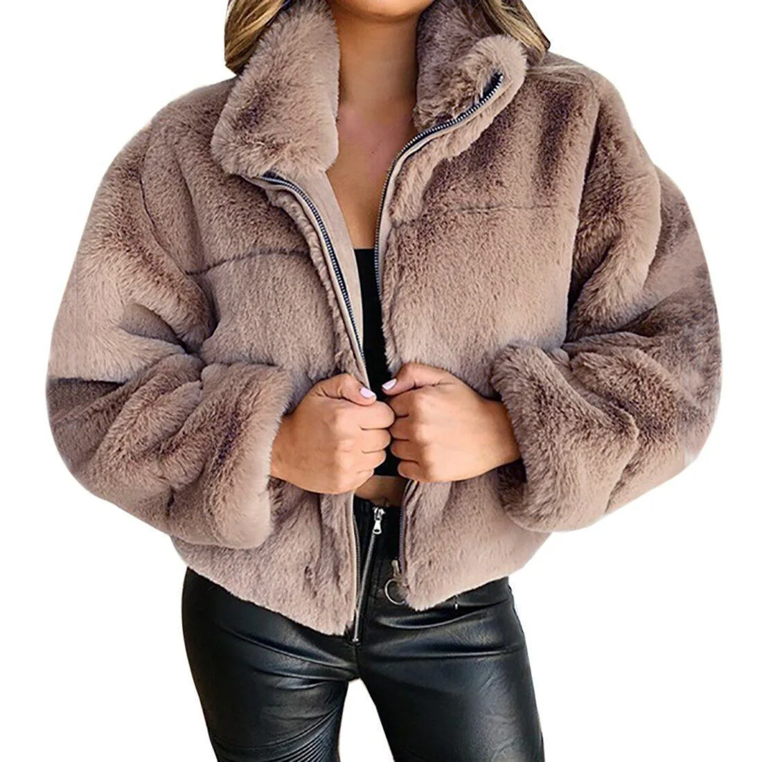 Spring Autumn Winter Plus Size Plush Jacket Coat Women Soft Faux Fur Coats Fashion Short Thick Coats for Ladies