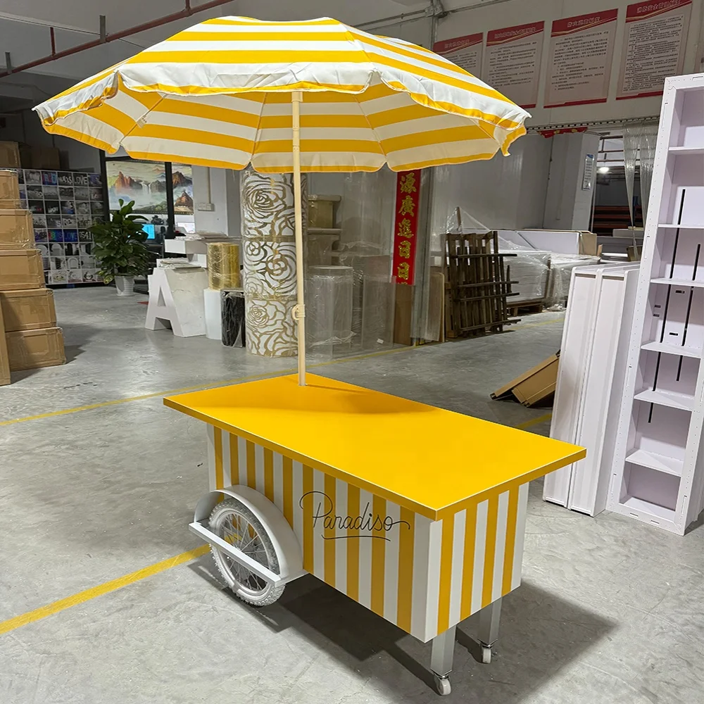 Modern Custom PVC Acrylic Yellow Streak Sweet Candy Display Cart Design Wedding Backdrop for Events Wedding Party Decorations