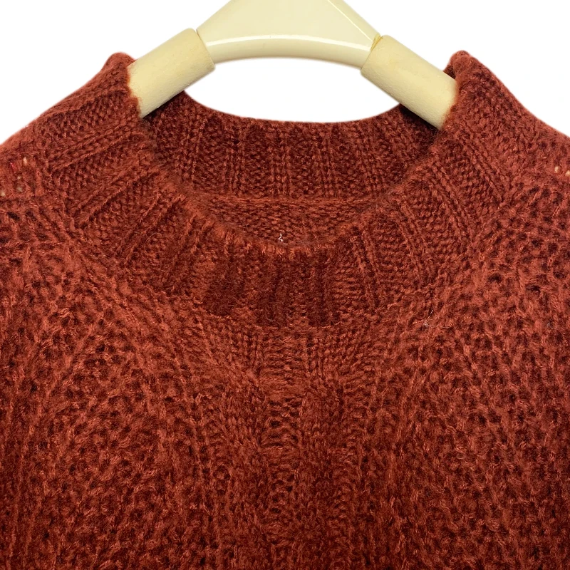 Wholesale winter women knit oversize plaid rib sleeveless crewneck crochet poncho sweater