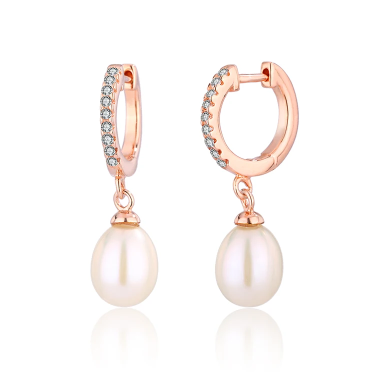 Natural Freshwater Pearl Gold Plating Girl With A Pearl Earring Dangle Earrings Silver Cross Pearl Earrings For Women