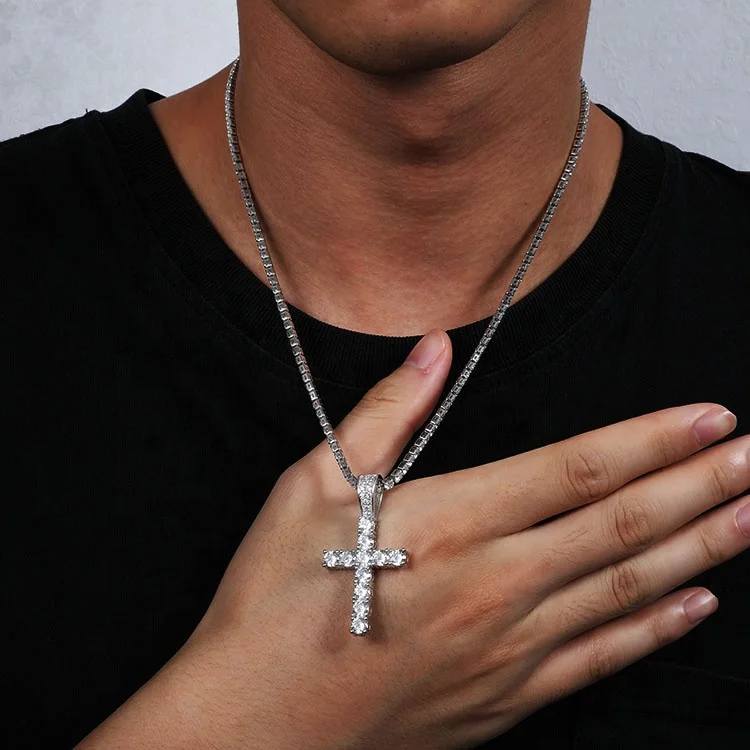 
Vintage Fashion Jewelry Hiphop Men Crystal cross necklace Pendant Micro pave diamond pendant 