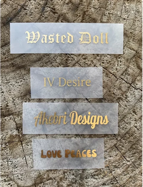 Heat Transfer Gold Stamping Tpu Care Label Custom Logo Printed Low MOQ Translucent Tpu Clothing Label