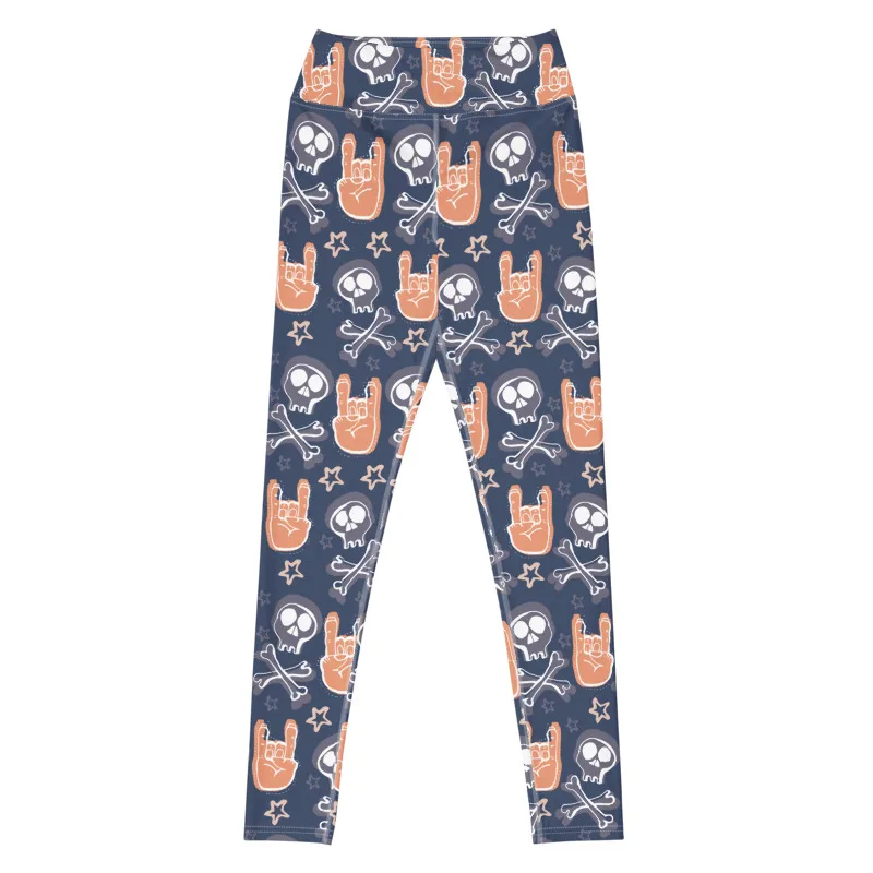 Manufacture Quality Four Ways Stretch Skinny Tights Ultra Soft High Waist Women Pants Rock Pop Girls Skulls Teenager Leggings