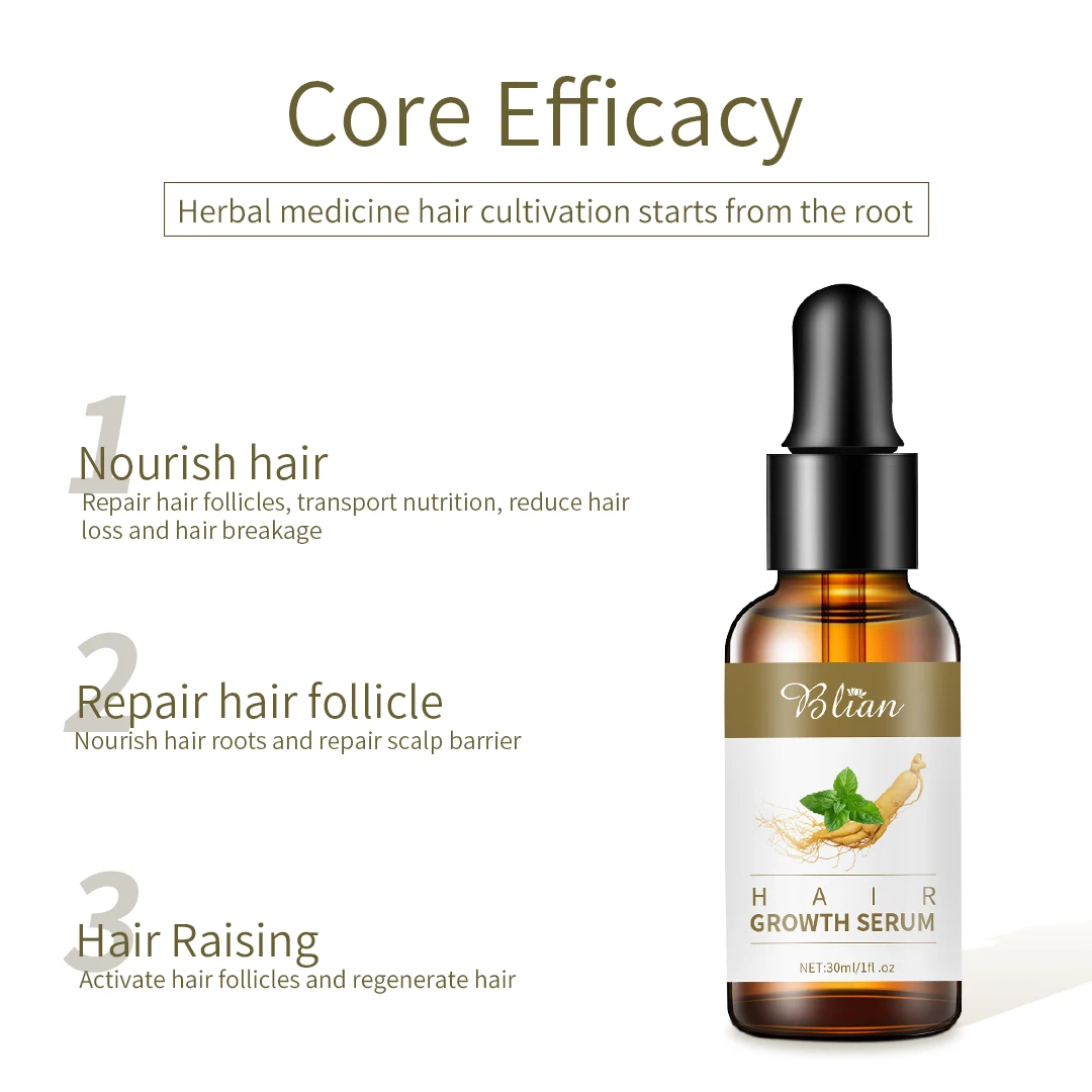 Private Label Natural Organic Vegan Treatment For Bald Hair Serum Wholesale Herbal Anti Hair Loss Boosting Hair Growth Oil
