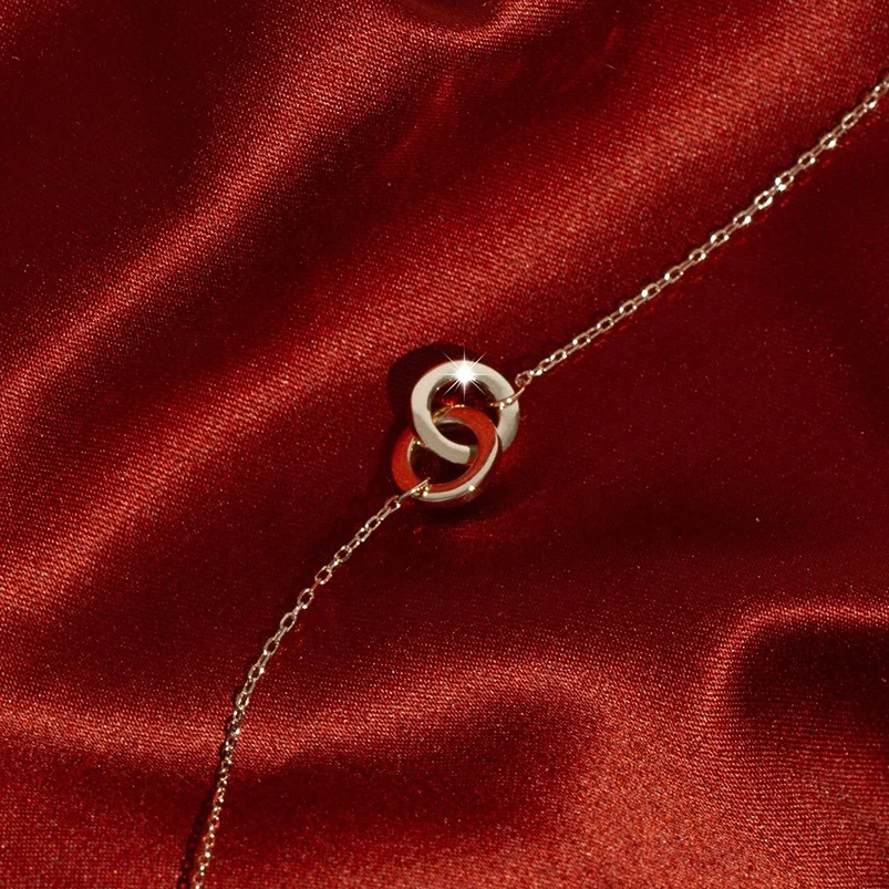 Gemnel latest jewelry mimalist solid brass women interlock pendant gold necklace