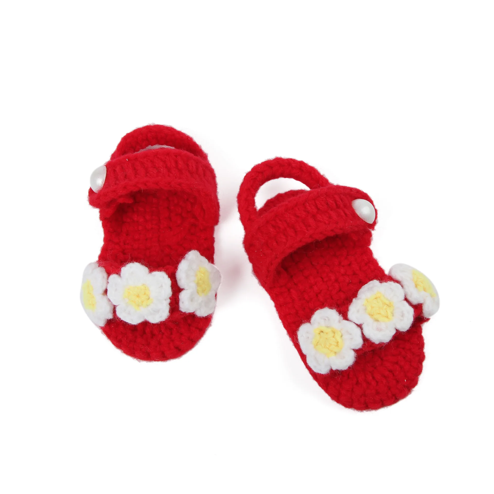 Girls Soft Cotton Crochet Sandals Baby Crochet Shoes Handmade Crochet Flower Flip Flops
