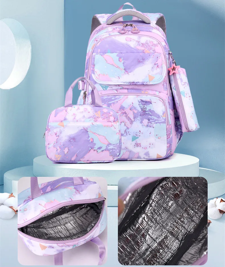 Kids School Bags Set Boys Girls Bookbags with Lunch Bag and Pencil Case College Teenagers School Backpacks 3 Sets