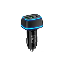 Type-C 32W Quick Charging Car Charger With Led Ring Lighter For Ios/Android Pd20W /2.4A Cell Phone Car Charger