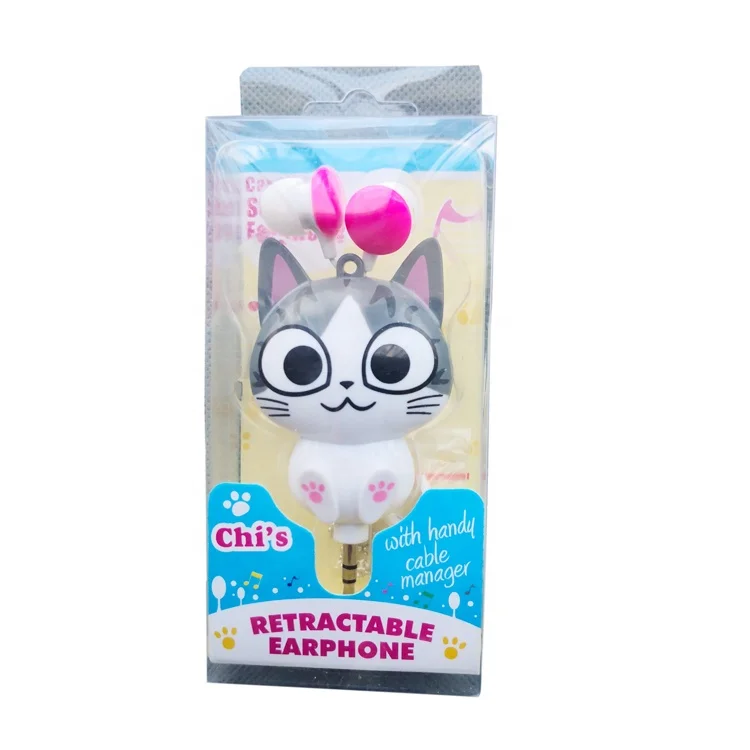 animal shaped cute cartoon retractable earphone without mic