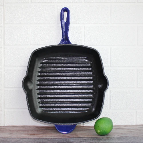 Chinese Cast Iron Cookware Factory Hot Sale 10-1/4 Inch Enameled Cast Iron Square Frying grill pan
