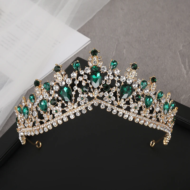 Luxury Rhinestone Crystal Head Jewelry Baroque Bride Crown European Crown Multi-color Hair Hoop