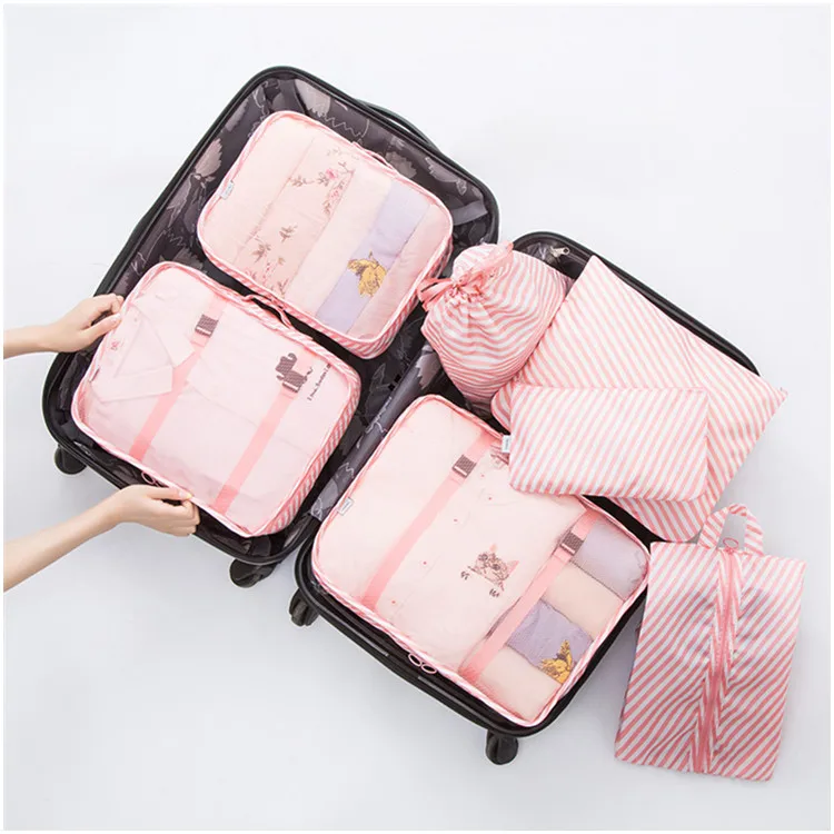 Travel Packing Cubes 7 Pcs Luggage Packing Organizers Set with Toiletry Bag for Suitcase