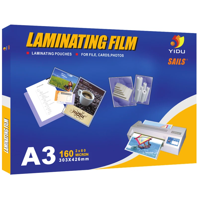 Yidu A3 Paper 100 micron 125mic 150 mic 175micron 300 micron Matt Glossy Lamaination Pouches Film 100pouches in 125 microns