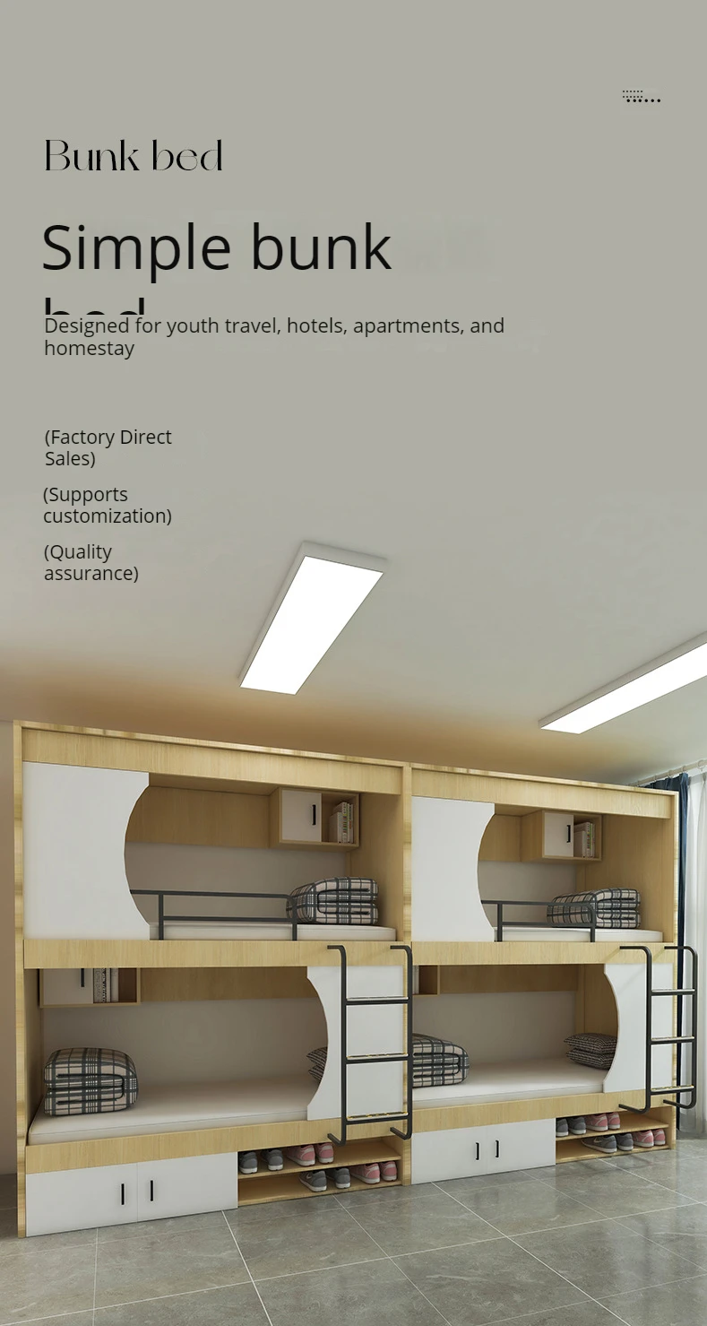 Contemporary Styled Modern Wood Panel Bunk Bed Sturdy Loft Bed with Gaming Style for Hostels Apartments Dormitories