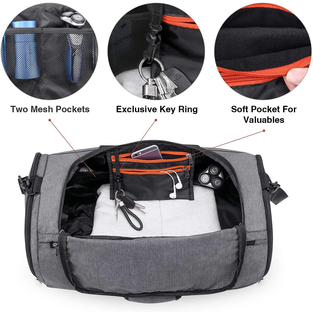 
Unisex Sport Gym Bag Lightweight Travel Duffel Bag with Wet Pocket & Shoes Compartment 