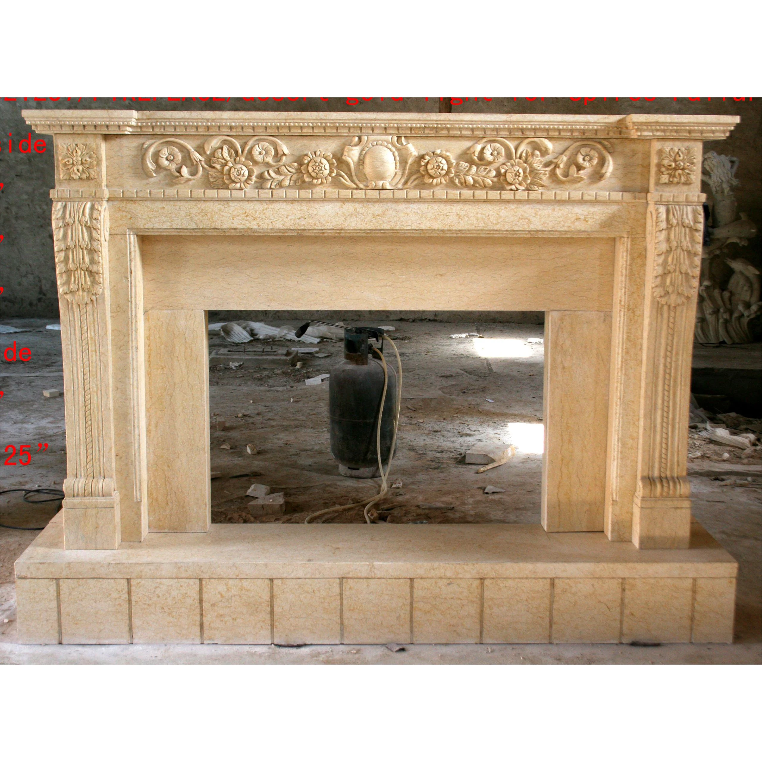 Thick Western Style Decoration Stone Marble Fireplace